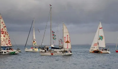 Barcos de la Flotilla Sumud en aguas internacionales.
