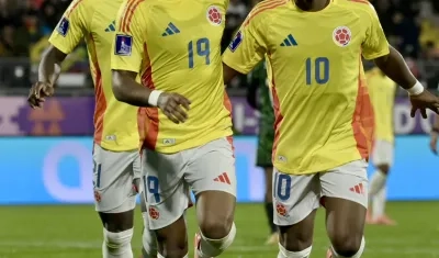 Neiser Villarreal, Kéner González y Óscar Perea, jugadores de la Selección Colombia sub-20.