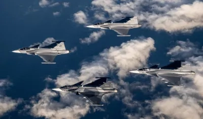 Aviones caza Gripen. 