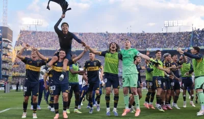 La celebración de los jugadores de Boca.