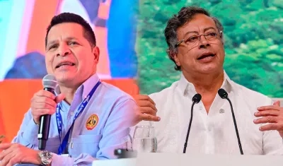 El presidente de la USO, César Loza y el Presidente Gustavo Petro.