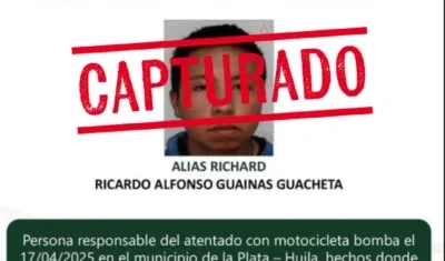 Capturado Ricardo Alfonso Guainas Guachetá. 