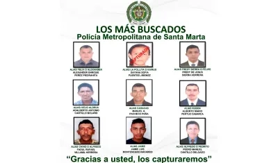 Cartel de los más buscados en Santa Marta. 