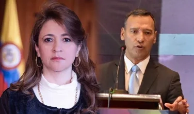 Magistrada Cristina Lombana y Pedro Sánchez, ministro de Defensa.
