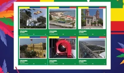 Estampillas de lugares emblemáticos de Barranquilla. 