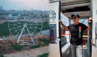 La 'Luna del Río' y el Alcalde Alex Char en una de las cabinas.