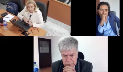 Nicolás Petro y la Fiscal Lucy Laborde durante la audiencia preparatoria. 