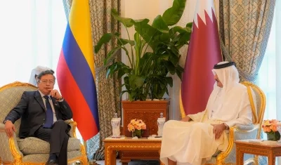 El Presidente Gustavo Petro y el emir de Catar, Tamim bin Hamad Al Thani.