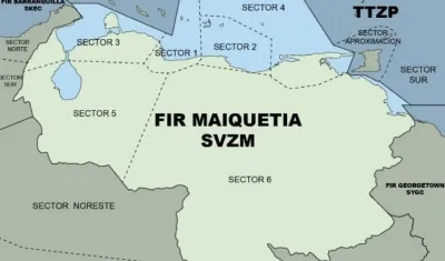 Zona de precaución para los aviones comerciales. 