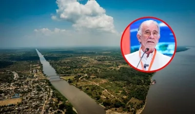 Canal del Dique y el gobernador Eduardo Verano (círculo).