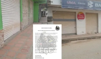 Negocios cerrados y el panfleto del 'Clan del Golfo'.