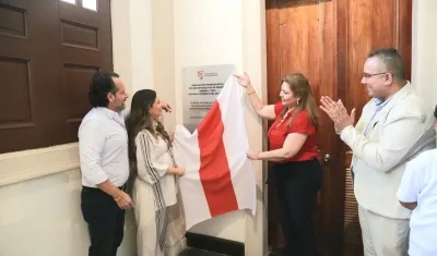 José Bedoya, director de la Fundación Santo Domingo; Verónica Cantillo, Secretaria de Cultura del Atlántico; Mireylle Juilliard, vicepresidente ejecutivo Cámara de Comercio, y Juan Pablo Mestre, director ejecutivo de Clena.  