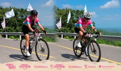 Carol Nobmann y César Penagos, ciclistas locales que lograron el podio en sus categorias del Giro de Rigo.