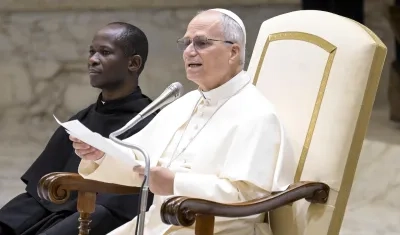 El pontífice dirigiendo la audiencia. 