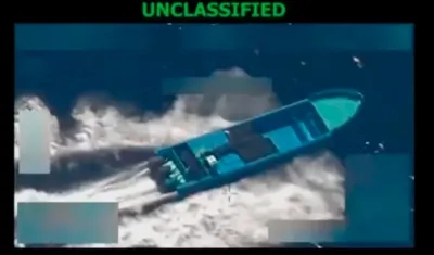 Lancha destruída por Estados Unidos. 