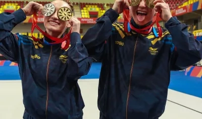 Los gimnastas Daniela Moreno y Sebastián Rodríguez.