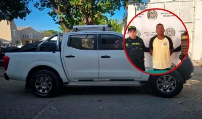 El capturado y la camioneta hurtada.