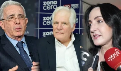 El expresidente Álvaro Uribe, Miguel Uribe Londoño y María Fernanda Cabal.