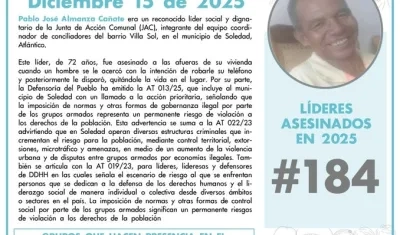 Pablo José Almanza, asesinado en el barrio Villa Sol, en Soledad. 