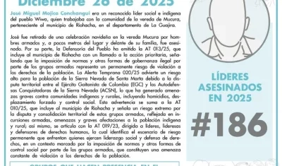 José Miguel Mojica Conchangui fue asesinado el día anterior por hombres armados. 