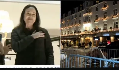 María Corina Machado desde el balcón del Gran Hotel. 