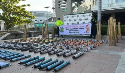 Pólvora incautada por la Policía en Cartagena. 