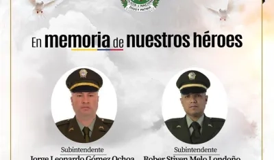 Los dos policías asesinados en Cali. 