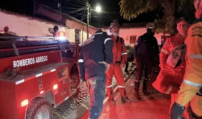 Integrantes de los Bomberos acompañan el operativo de rescate de los cuerpos del accidente aéreo. 