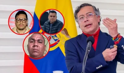 Jorge Eliécer Díaz Collazos, alias 'Castor'; Digno Palomino; Ober Ricardo Martínez Gutiérrez, alias ‘El Negro Ober’, y el Presidente Gustavo Petro.