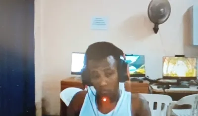 Jair Valencia Solís durante la audiencia virtual. 