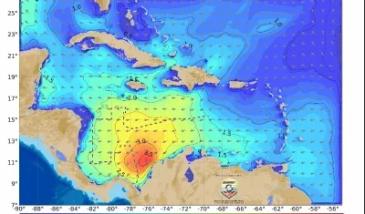 Interacción de sistemas atmosféricos en el mar Caribe.