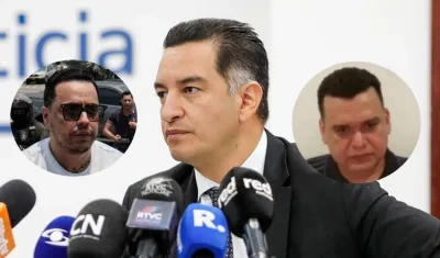 Jorge Eliécer Díaz, alias 'Castor'; el ministro de Justicia, Andrés Idárraga, y Digno Palomino.