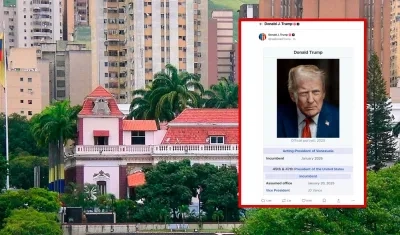 El Palacio de Miraflores de Venezuela y la imagen que publicó Donald Trump.