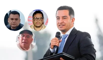 Digno Palomino, Jorge Eliécer Díaz Collazos, alias 'Castor'; Ober Ricardo Martínez Gutiérrez, alias ‘El Negro Ober’; y el Ministro de Justicia, Andrés Idárraga Franco.