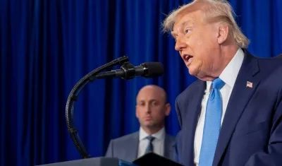 El presidente de Estados Unidos, Donald Trump, durante la rueda de prensa que concedió este sábado. 