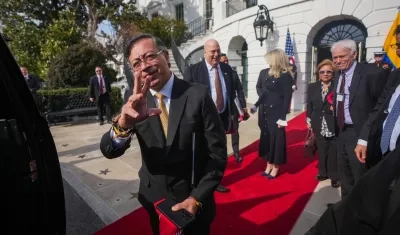 El Presidente Gustavo Petro a su salida de la Casa Blanca. 