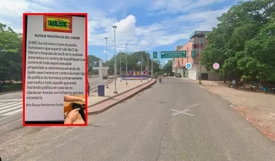 Panfleto amenazante en Baranoa. 