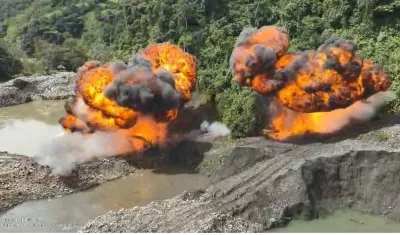 Destrucción de la maquinaria en el departamento de Caldas. 