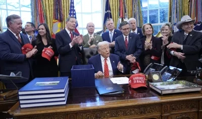 Donald Trump entregando declaraciones a la prensa este martes en la Casa Blanca. 