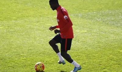 Jackson Martínez durante un entrenamiento en Atlético de Madrid.