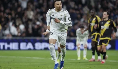 La celebración de Mbappé.