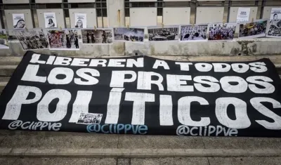 Protesta para que se liberan los presos políticos en Venezuela. 