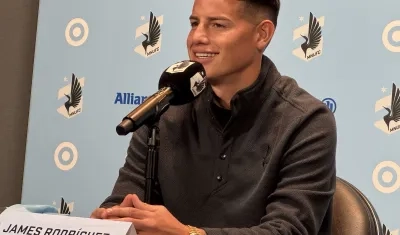 James Rodríguez durante su presentación como nuevo jugador del Minnesota United. 