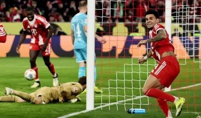 Luis Díaz tras marcar el cuarto gol del Bayern Múnich, segundo en su cuenta personal. 