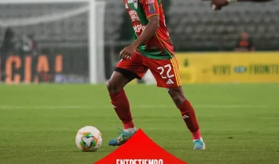 Jesús Rivas durante el partido contra Once Caldas, en Manizales. 