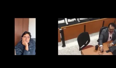 El acusado Nicolás Petro y su abogado Alejandro Carranza durante la audiencia de este jueves. 