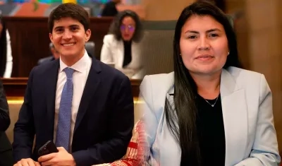 Los congresistas Wadith Alberto Manzur y  Karen Astrith Manrique.