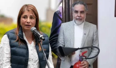 La defensora del Pueblo, Iris Marín Ortiz, y el ministro del Interior, Armando Benedetti.