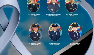Los seis tripulantes que perdieron la vida en el accidente aéreo.