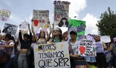 Manifestación de mujeres en Bogotá.